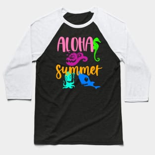 Aloha Summer, Colorful and Motivational Baseball T-Shirt